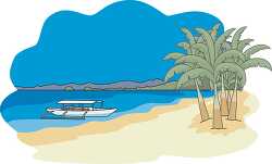 boat on tropical island clipart
