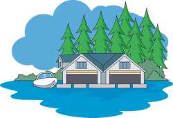 boathouse building in water protect boats clipart