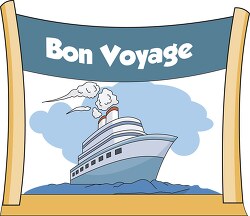 Bon Voyage Sign with Cruise Ship Clipart