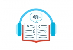 book wearing head phones animated clipart