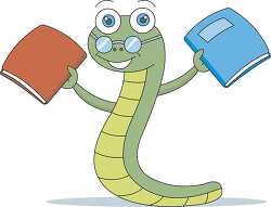 book worm wearing glasses holding books clipart 567