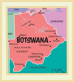 botswana country map color border clipart