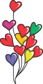 bouquet of colorful balloon shaped hearts valentines day