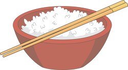 bowl of rice with chopsticks clipart