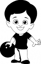bowling kid holding bowling ball outline clipart