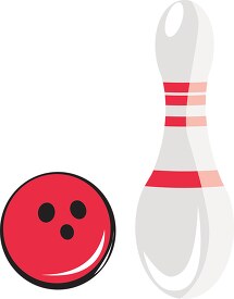 bowling red bowling ball with single pin clipart.eps