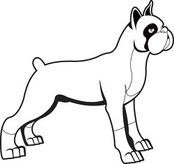 boxer dog black white outline clipart