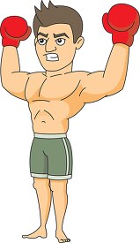 boxing player giving winning aggressive expression clipart