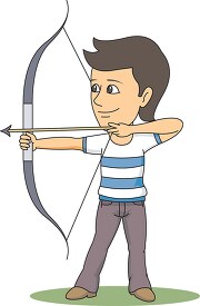 boy aiming with bow and arrow archery clipart 6223