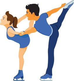 boy and girl figure skating winter sports clipart
