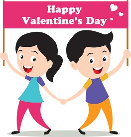 boy and girl wishing togather valentines day clipart