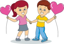 boy and girl with heart shape baloon love