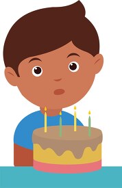 boy blowing out candles on birthday cake 4152021A