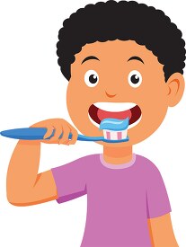 boy brushing his teeth dental clipart