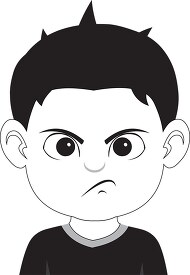 boy character angry expression black outline clipart