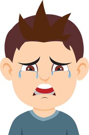 Boy character crying expression clipart