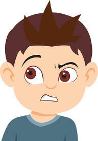 boy character sneering expression clipart