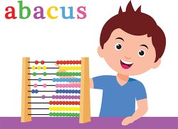 boy counting with abacus mathematics clipart