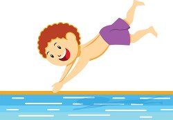 boy diving into pool summer clipart