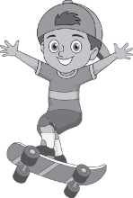 boy doing skateboarding gray white clipart