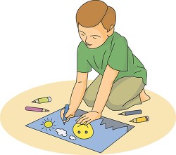 boy drawing and coloring art