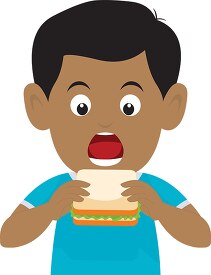 boy eating veg sandwich clipart