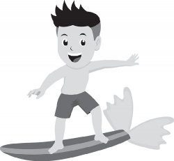 boy enjoying surfing summer gray clipart