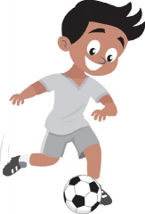 boy football player kicking football gray color
