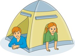 boy girl playing in tent