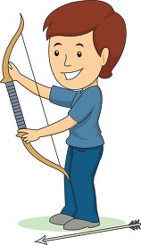 boy holding archery bow clipart