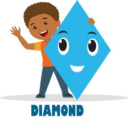 boy holds diamond cartoon shape geometry character clipart