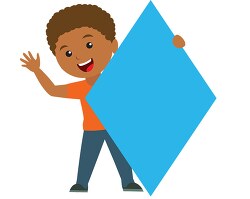 boy holds diamond shape geometry clipart