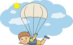 boy in sky with parachute