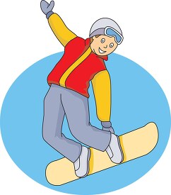 boy jumps on snowboard