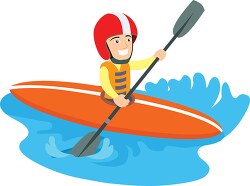 boy kayaking water sports clipart 517