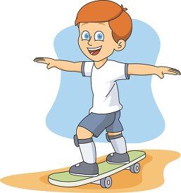 boy on skateboard arms stretched out wearing knee pads