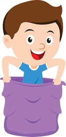 boy participating in sack race outdoor clipart
