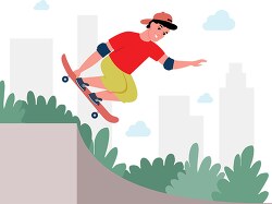 boy performing skateboarding tricks in outdoor park clipart