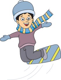 boy performing tricks on snowboard clipart
