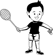 boy playing badminton clipart dark tone