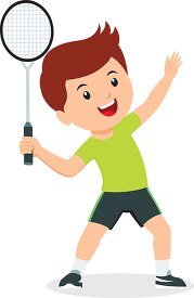 boy playing badminton sports clipart