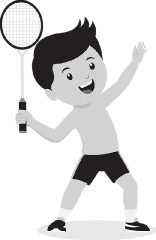boy playing badminton sports gray color