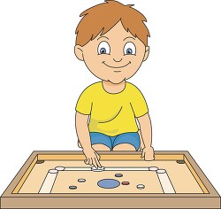 boy playing carrom board clipart
