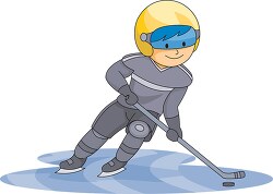 boy playing ice hockey clipart