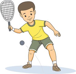 boy playing racquetball clipart
