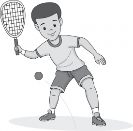 boy playing racquetball gray color