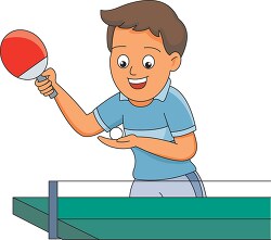 boy playing table tennis ping pong clipart