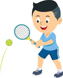 boy playing tennis clipart