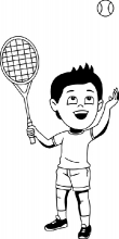 boy playing tennis clipart dark tone