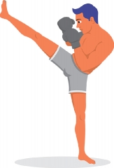boy practicing kick boxing gray color 317